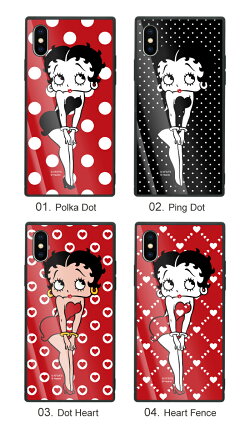 ベティーブープ(TM)スクエアガラスケースBettyBoop(TM)ベティーちゃんキャラクター正規品四角スクエア型耐衝撃背面ガラス強化ガラスiPhoneケースTPUハードケースiphone8ケースiPhonexケースiPhone7iPhone6s流行トレンド