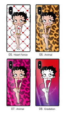 ベティーブープ(TM)スクエアガラスケースBettyBoop(TM)ベティーちゃんキャラクター正規品四角スクエア型耐衝撃背面ガラス強化ガラスiPhoneケースTPUハードケースiphone8ケースiPhonexケースiPhone7iPhone6s流行トレンド