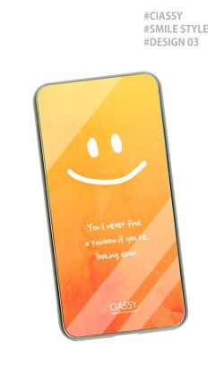 大容量両面ガラスバッテリーモバイルバッテリースマイル光沢シンプル大人可愛い流行トレンドグラデーションカラフルニコちゃんSmileスマイリーピンクオレンジイエローブルーグリーンネイビーパープルClASSYsophisticatedglassギフトプレゼント