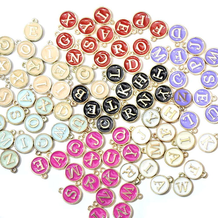 楽天市場 チャーム 7色展開 イニシャルに アルファベットチャーム 1個 金具 アクセサリー パーツ 英字 名前 メタル デコ ハンドメイド ミニチュア モノモクリエイトストア