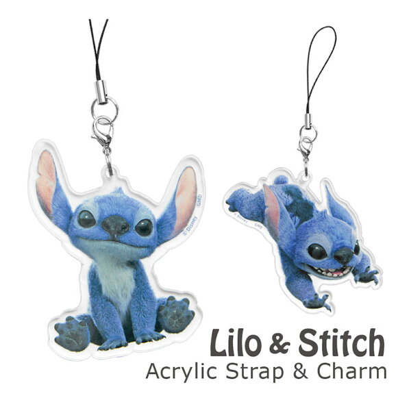 ディズニー アクリルストラップ Lサイズ モバイル 携帯 スマホ アクリルチャーム スティッチ クリア 透明 キーホルダー アクリル ストラップ チャーム かわいい アクキー アクセサリー ファスナーチャーム