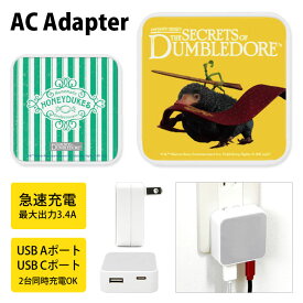 ファンタスティック・ビーストとダンブルドアの秘密 AC アダプタ 2台同時充電可能 USB タイプC typeC アダプター コンセント 3.4A スマホ タブレット ゲーム機 充電器 グッズ かわいい オシャレ ファンタビ ダンブルドア