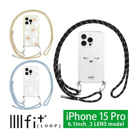 ミッフィー IIIIfit Loop iPhone15 Pro ショルダー紐付きケース iPhone 15Pro クリア スマホショルダー ハイブリッド ケース iphone 15 プロ アイフォン ハードケース 肩掛け 可愛い アイホン クリアフェイス キャラクター スマホケース iphoneケース iphone15プロ ケース