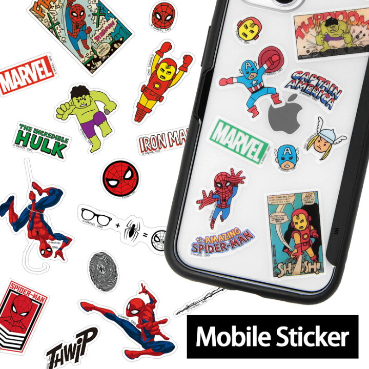 楽天市場 Marvel モバイルステッカー シールセット デコレーションステッカー キャラクター グッズ 雑貨 シール ステッカー かわいい 人気 耐水 マーベルグッズ スパイダーマングッズ アベンジャーズグッズ おしゃれ フレークシール スマホケースの店 モノモード