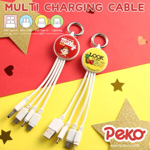 PEKO }`[dP[u 5V 2.4A 3̃RlN^ Lightning Type-C microUSB [dR[h yR ~L[ s LN^[ ObY ֗ P[u R[h 킢 iPhone Android [dP[u Type-A