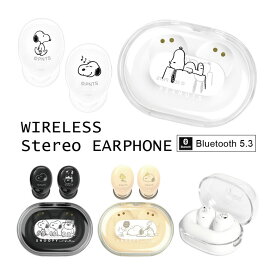 ピーナッツ スヌーピー ワイヤレスイヤホン Bluetooth 5.3 充電ケース付き キャラクター イヤホン ステレオイヤホン 無線 ブルートゥース ケース付き かわいい クリアケース イヤフォン 通話 | ワイヤレス カナル型イヤホン カナル型 PEANUTS キャラクターグッズ マイク付き