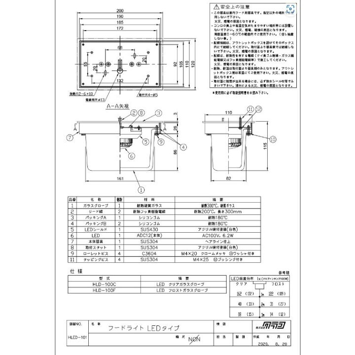 楽天市場】クラコ HLD-100C LEDフードライト クリアガラス 厨房用耐熱 