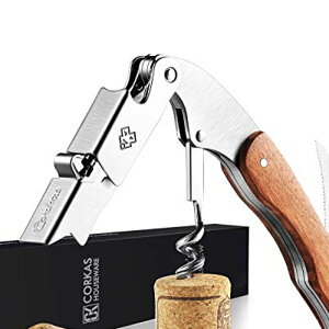 CORKAS ソムリエナイフ ワインオープナー コルク抜き プロ 本格派ソムリエナイフ シングルアクション ステンレス 木製ハンドル CK03
