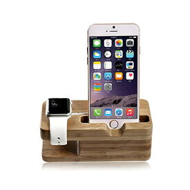 apple watch とIphone 充電スタンド 2in1充電スタンド38mm / 42mm 対応 アップルウォッチ スタンド/木調充電クレードルドック/チャー