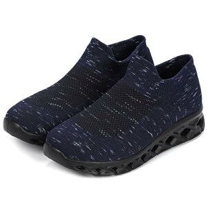 メンズ シューズ スニーカー スリッポン ウォーキング ランニング スポーツ 室内 軽量 通勤 通学 通気 (ダークブルー,27.5 cm)