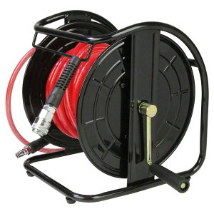 E-Value エアホースリール 軽量タイプ(回転台なし) 20m EAR-020 小型軽量化 ワンタッチカプラ付 エアーウレタンホースリール 視認性 軽量スチールパイプ