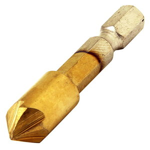 SK11 六角軸フリードリル 10MM テッコウ用 5枚刃 面取り バリ取り 6.35mm六角軸 電気ドリル インパクトドライバー ボール盤 チタンコーティング仕上 ワンタッチ着脱