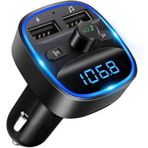 2025�V�o�� FM�g�����X�~�b�^�[ �ԍڏ[�d�� Bluetooth USB�}���[�d Bluetooth/U-�f�B�X�N�Ή� 2�̉��y�Đ����[�h 2�|�[�g�Ή� 12V-24V�ԑΉ� LED�f�B�X�v���C �n���Y�t���[�ʘb �o�b�e���[�d������