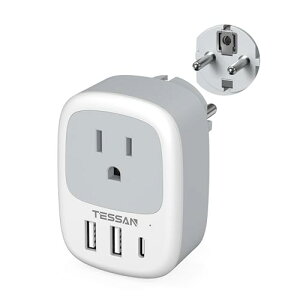 �؍� �ϊ��v���O se�^�C�v TESSAN �C�O �ϊ��v���O se �R���Z���g 1��AC�� 2USB-A��1USB-C�|�[�g �؍� �h�C�c �t�����X �I�����_ �n���K���[ �X�y�C�� ���[���b�p�Ȃǂ֊C�O���s�p�֗��O�b�Y