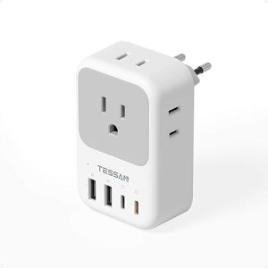 TESSAN �ϊ��v���O C�^�C�v �C�O���s�p �ϊ��� �d���ϊ��A�_�v�^�[ �R���Z���gUSB-C�t�� 4��AC������ 2��USB-A�|�[�g 1��Type-C�|�[�g �؍� �C�^���A �X�y�C�� �h�C�c �x�g�i�� �I�[�X�g���A ���[��