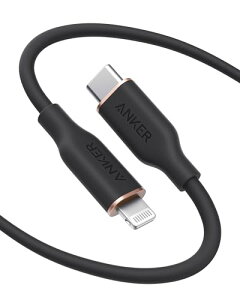 Anker PowerLine lll Flow USB-C & ���C�g�j���O �P�[�u�� MFi�F�� Anker���܂Ȃ��P�[�u�� USB PD�Ή� �V���R���f�ލ̗p iPhone 14 / 14 Plus / 14 Pro / 14 Pro Max / 13 �e��Ή� (1.8m �~�b�h�i�C�g�u���b�N)