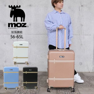 moz スーツケース Mサイズ 拡張 モズ トランク風キャリー ファスナー キャリーケース 約56-65L MZ0859-57 おしゃれ マチ拡張機能付き 遠征 トラベル キャリーバッグ トラベルケース 海外 国内 旅行