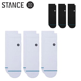 STANCE スタンス 靴下 3足 セット メンズ ソックス くるぶし スポーツ ICON QUARTER 3 PACK A356A21IQP クォーター 男性 無地 スニーカー ローカット ハーフ アンクル おしゃれ カジュアル ストリート スケーター 3P メール便