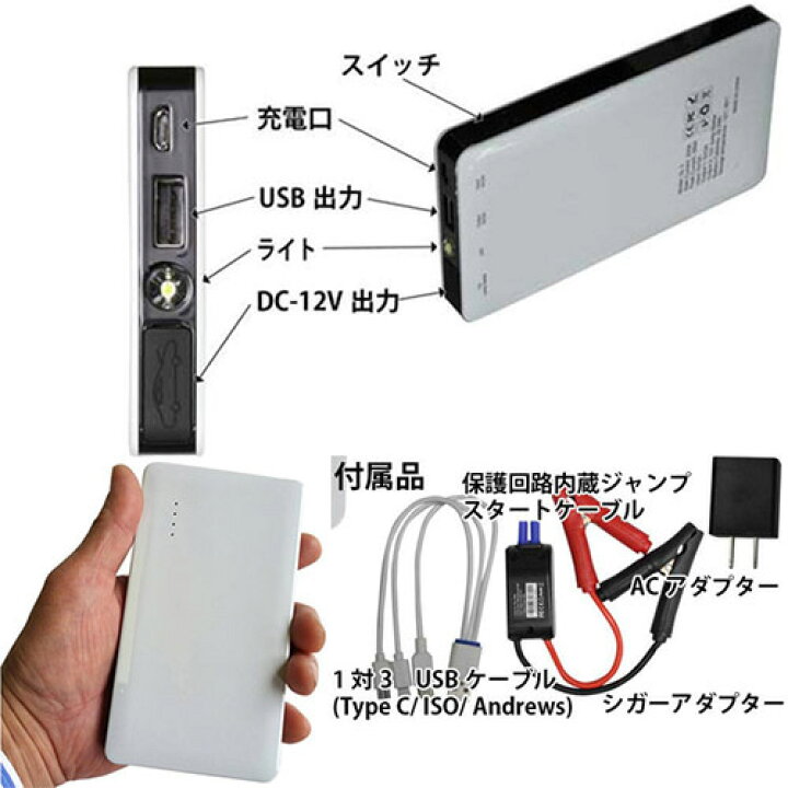楽天市場 送料無料 ジャンプスターター 12v車用 エンジンスターター ６000mah モバイルバッテリー 発電機 パソコン スマホ Iphone Ipad タブレット スマホ充電 携帯充電 防災グッズ 防災用品 非常用 災害用 アウトドア キャンプ 台風 地震 対策 Monoroots