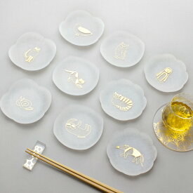 emoemo×toumei 箔 comamezara 小豆皿 貼箱入り 9枚 セット アクリル 和紙 金箔 箔押し 日本製 小皿 和柄 和食器 アクセサリートレイ 白 小物置き インテリア かわいい おしゃれ ギフト プレゼント 贈り物 引き出物 結婚祝い 誕生日 正月 おせち トウメイ 母の日