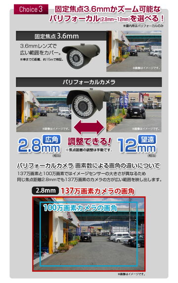 【AHD専用】防犯カメラ監視カメラ単品【超高画質137万画素or100万画素】バリフォーカルカメラ