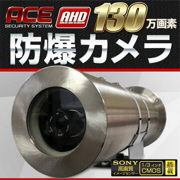 【防爆カメラ】AHD130万画素防犯カメラ監視カメラ焦点距離6mmSONY製1/3インチCMOSセンサーACEセキュリティシステムエース【1年保証】