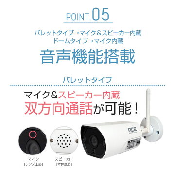 防犯カメラワイヤレス屋外屋内SONYセンサー243万画素〈選べるカメラ〉バレットタイプ【双方向通話】&ドームタイプ【マイク内蔵】★プリレコード★APなど豊富な機能★監視カメラIPカメラネットワークカメラワイヤレスWiFi【送料無料】