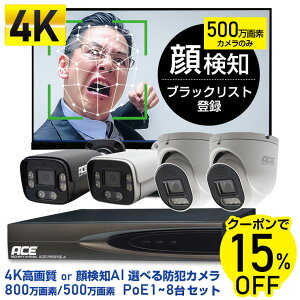 �y�ő�4K800����f�z�h�ƃJ�����sAI �猟�m �u���b�N���X�g�o�^��(500��)�tPoE 4ch �h�ƃJ���� ���O PoE NVR+IP�J����1�`8��Z�b�g �J�����̓d���s�v�ELAN�P�[�u��1�{��OK �Ď��J���� �X�}�z�ŉ��u �l