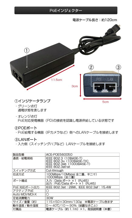 楽天市場】4K 防犯カメラ 屋外 PoE給電IPカメラ+Poeインジェクター 
