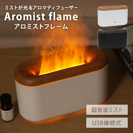 エレス アロミスト フレーム アロマディフューザー 加湿器 超音波式 炎 火 癒し LEDライト 視覚効果 USB 水切れ自動OFF機能 木目 Aromist flame elaice【ポイント10倍】
