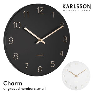 KARLSSON �J�[���\�� �|�����v Wall clock Charm engraved numbers small KA5788 �E�H�[���N���b�N �Ǌ|�����v �A�i���O���v ������ �u���b�N �z���C�g