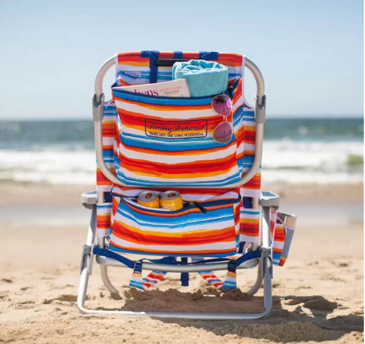 楽天市場 トミーバハマ ビーチチェア ストライプ Tommy Bahama Beach Chair ボーダー カラフル ローチェア アウトドア 海 ビーチ プール キャンプ 収納 リゾートチェア ホテルチェア グランピング 折り畳み椅子 リクライニングチェア 保冷ポーチ付 チェア モノワールド