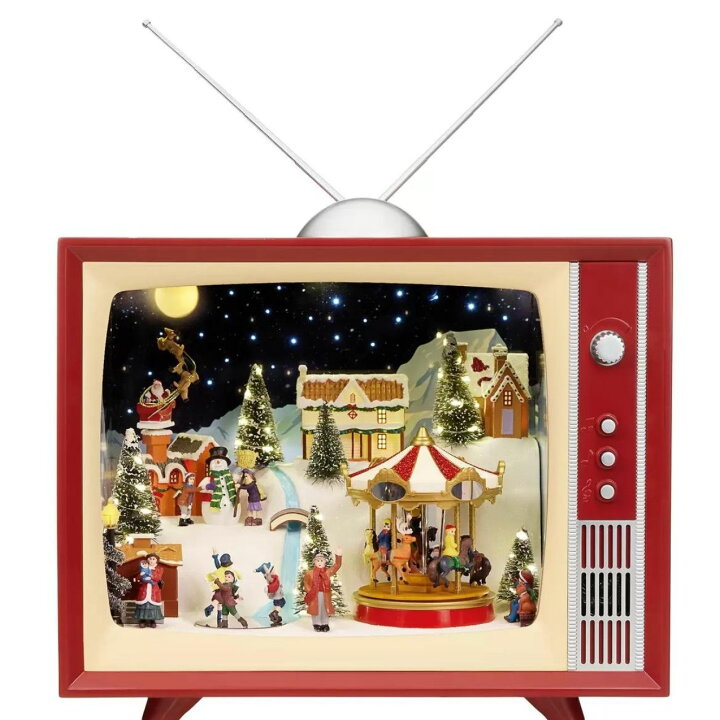 楽天市場】当日発送品◎クリスマス レトロ TV ライト & ミュージック付 