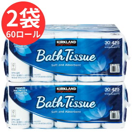 レビューキャンペーン目玉品◎当日発送品◎最新パケ 30ロール×2袋 合計60ロール◎コストコ トイレットペーパー バスティッシュ Costco 日本製 カークランド　トイレットペーパー 6ロール×10パック ダブル 2枚重ね　幅114mm×長さ42.9m ちり紙 トイレペーパー