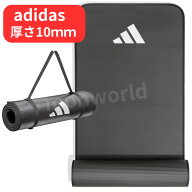 adidas(アディダス) トレーニングマット フィットネス ヨガ 10mm 厚め 幅広 耐久性 滑り止め キャリース…