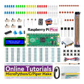SunFounder Raspberry Pi Pico キット、40プロジェクトのオンラインチュートリアル、MicroPython C Piper Makeコード、プログラミング&電子工作のワンストップ学習、ラズパイピコ初心者向け工作キット