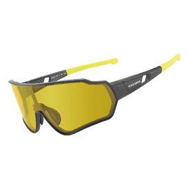 ROCKBROS(ロックブロス)偏光サングラス 釣り 調光サングラス スポーツサングラス 軽量 UV400 自転車 ゴルフ 登山 ピクニック 防風 メンズ(黒黄)