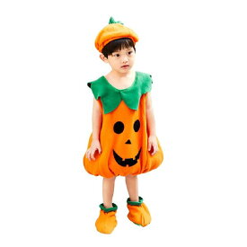 ハロウィン かぼちゃ 衣装 子供用 コスプレ ベビー 飾り パンプキン 4点セット 男女兼用 かわいい LZQ283 (80)