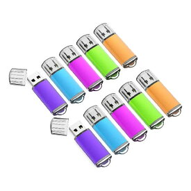 KOOTION USBメモリ 1GB 10個セット USB2.0 USBキャップ式 フラッシュドメモリ ストラップホール付き ラッシュドライブ（1GB)（五色：青、紫、緑、赤、オレンジ）