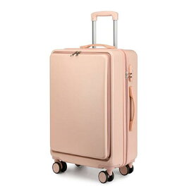 [MORGEN SKY] スーツケース キャリーバッグ キャリーケース フロントオープン型 コロコロバック 国内旅行 suitcase 機内持込1~3泊 超軽量 大型 軽量 静音 ダブルキャスター 耐衝撃 360度回転 XL02 (L Pink)