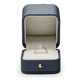 Oirlvゴージャスなスチールブルージュエリーギフトボックスプレミアムレザーリングベアラーボックス結婚式 提案ジュエリーギフトケース (指輪の箱)