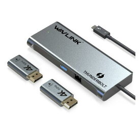 WAVLINK thunderbolt 3 ドッキングステーション/ デュアルディスプレイ4K@60Hz/シングル5K@60Hz USB3.0ポート/ ギガビット/2XDPポート/2XActive DisplayPort-HDMI2.0アダプタ付き/ バ