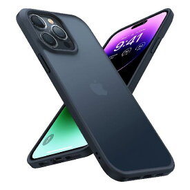 【耐衝撃認証手触り良い】TORRAS iPhone14Pro 用 ケース 2.24M落下認証 半透明 指紋防止 マット感ケース 黄ばみなし ストラップホール付き レンズ保護 アイフォン14Pro 用 カバー ブラック Guardian