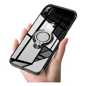 iPhone XS ケース iPhone X ケースリング クリア 透明 耐衝撃 全面保護 磁気カーマウントホルダー スタンド 柔らかい殻 ケース 車載ホルダー対応 薄型 軽量 TPU 滑り防止 黄変防止