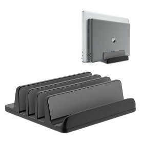 新型4in1ノートパソコンスタンド 縦置きスタンド 冷却スタンド 幅を調整可能 アルミニウム素材 省スペース 滑り止めで 安定感があります。MacBook Pro/Air/Microsoft Surfaceのすべてに対応し 新デザインを採用しています黒