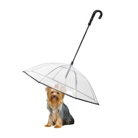 Enjoying ペット用傘 犬傘 リーシュ 防雨防雪 雨具 梅雨対応 無地 大判 金属チェーンでリード 小型犬 散歩用品 調整可能な犬用傘