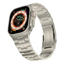 高級チタンバンド Apple Watch Ultra 49mm専用バンド アップルウォッチ Ultra 交換バンド Apple Watch Ultra同じ材質チタニウム（チタン） 使用 高級チタンバンド 調節可能 ビジネス風 交換バンド（チタン色/49m