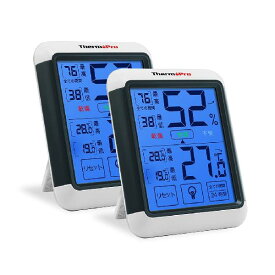 ThermoProサーモプロ 湿度計デジタル 温湿度計室内 LCD大画面温度計 最高最低温湿度表示 タッチスクリーンとバックライト機能あり 置き掛け両用タイプ マグネット付 TP-55