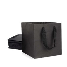 Ouyes ギフトバッグ 厚手の無地紙袋10点セット【L 黒】 ギフトボックスギフト包装トートバッグ25*25*25cm あらゆる種類のホリデーギフト包装に適しています