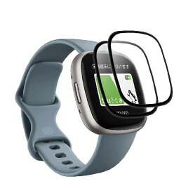 【2枚セット】For Fitbit versa 4 / Fitbit sense 2 用 フィルム 炭素繊維 3D曲面 スマートウォッチ 保護フィルム 腕時計 フィルム Fitbit Versa4 対応 スマートウォッチ保護シール 時計風防フィルム